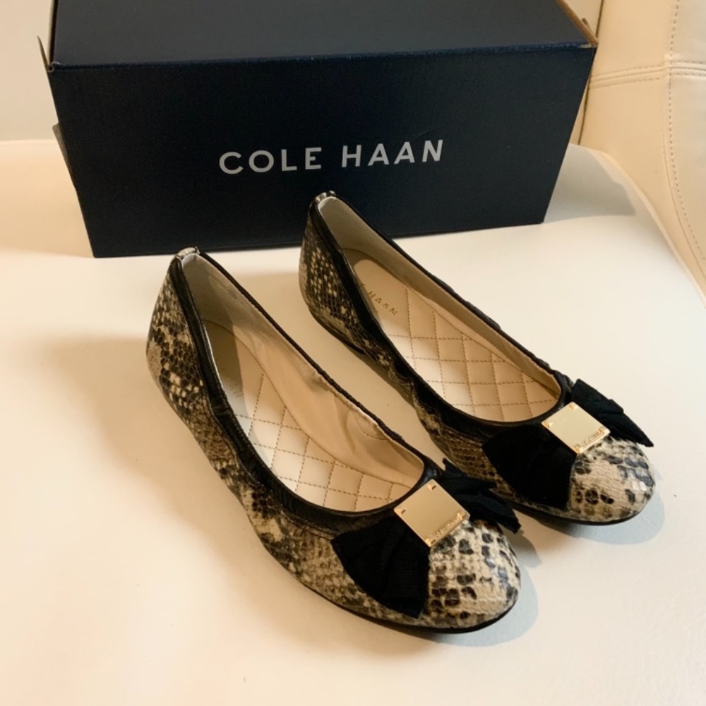 Cole Haan Tali Soft Bow Leather Snake Ballet Flat - Picture 14 of 14